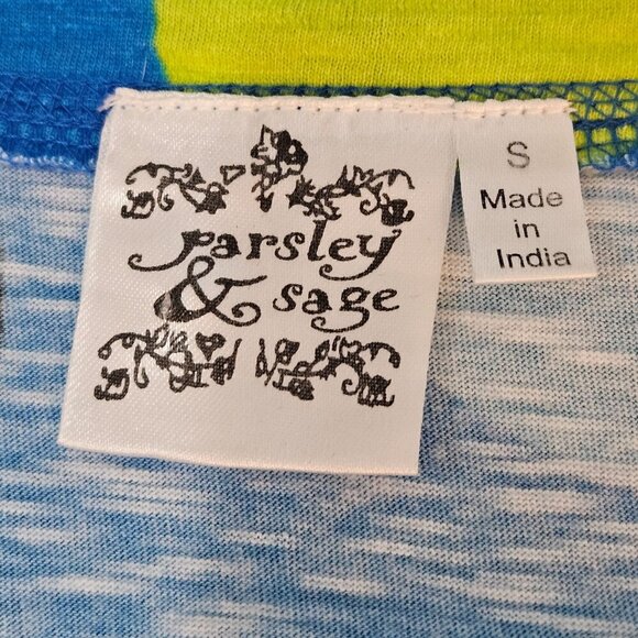 Parsley & Sage Polka Dot Long Sleeve Top Small Cotton Blue Maximalism - Picture 6 of 6